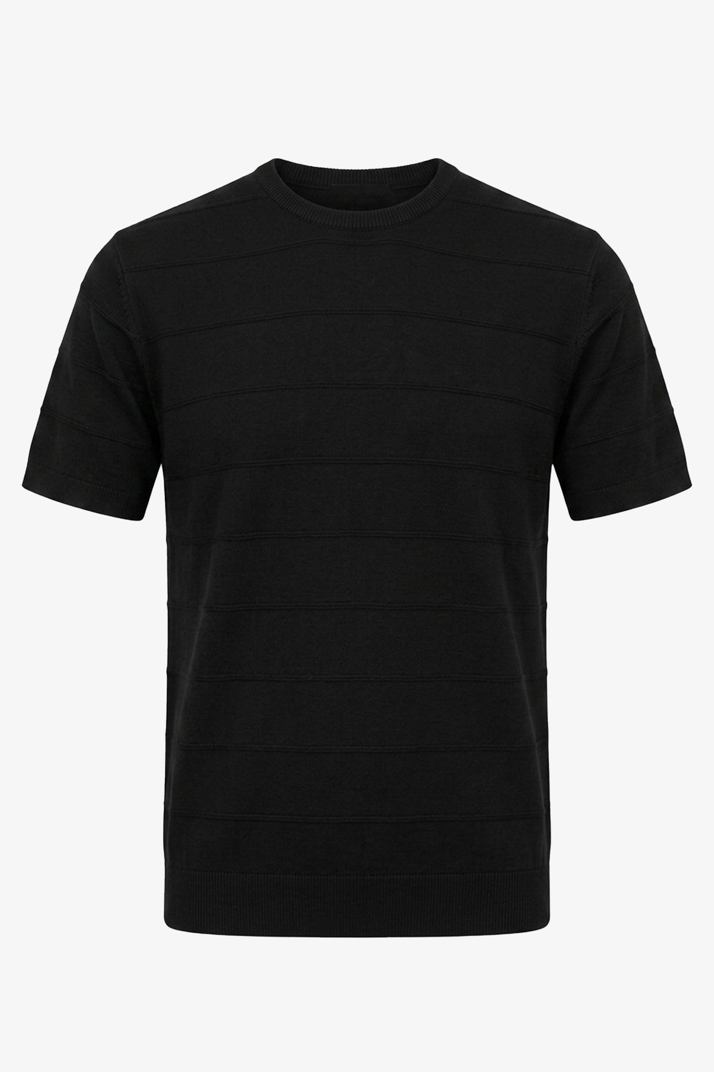 Schwarzes, strukturiertes Strick-T-Shirt für Herren