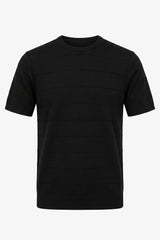 Schwarzes, strukturiertes Strick-T-Shirt für Herren