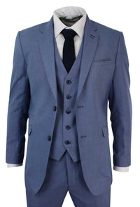 Mens Light Blue 3 Piece Suit, Tailored Fit