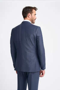 Bond - Men's Navy Check 3 Piece Tailored Fit Suit