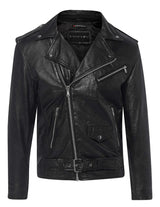 Real Leather Brando - Mens Cross-Zip Brando Jacket-Black