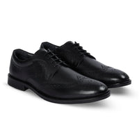 Cambridge - Schwarze Herren-Brogue-Derby-Schuhe mit Flügelkappe