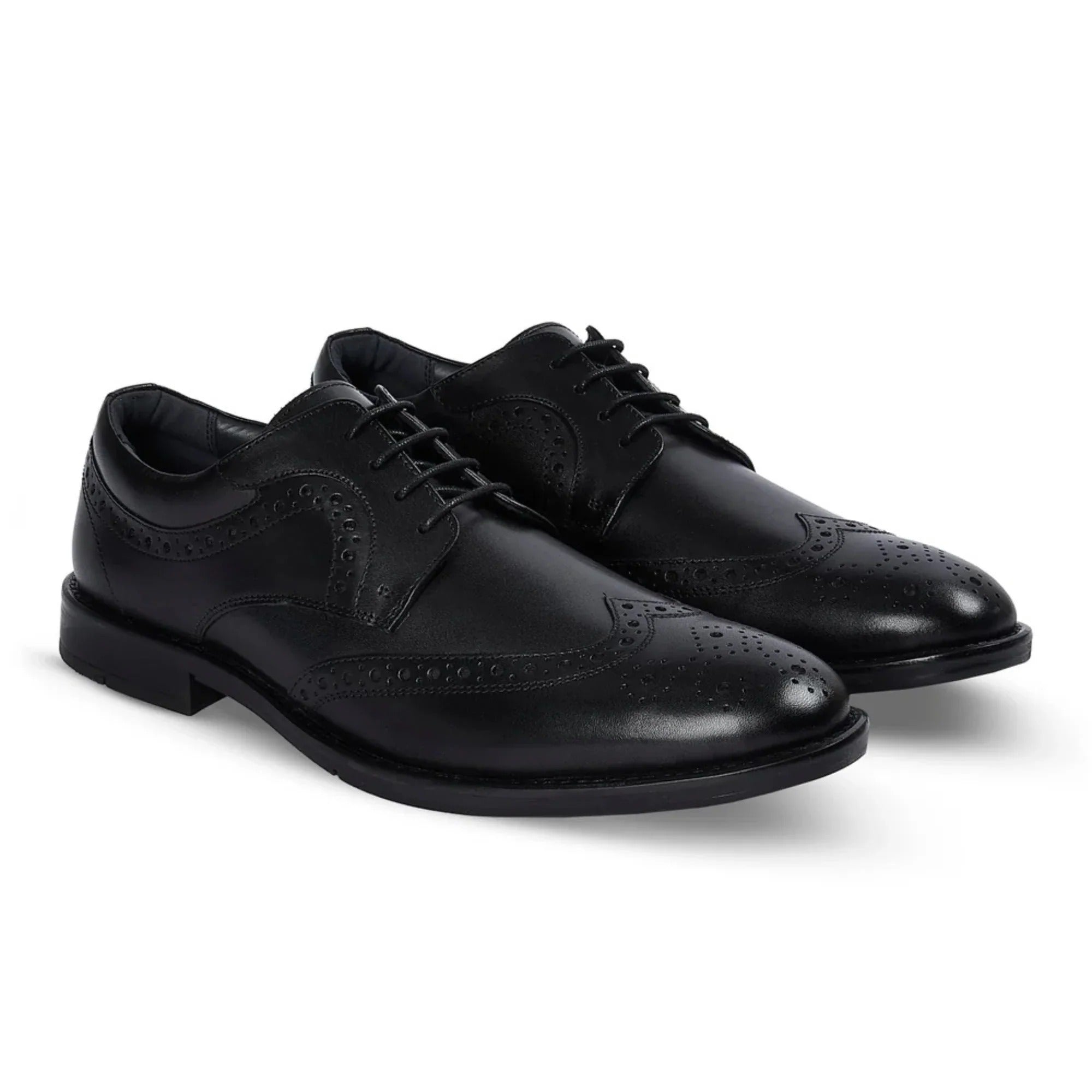Cambridge - Schwarze Herren-Brogue-Derby-Schuhe mit Flügelkappe