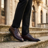 Cambridge - Dunkelbraune Herren-Brogue-Derby-Schuhe mit Flügelkappe