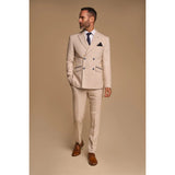 Caridi - Men's 2 Piece Beige Double Breasted Suit