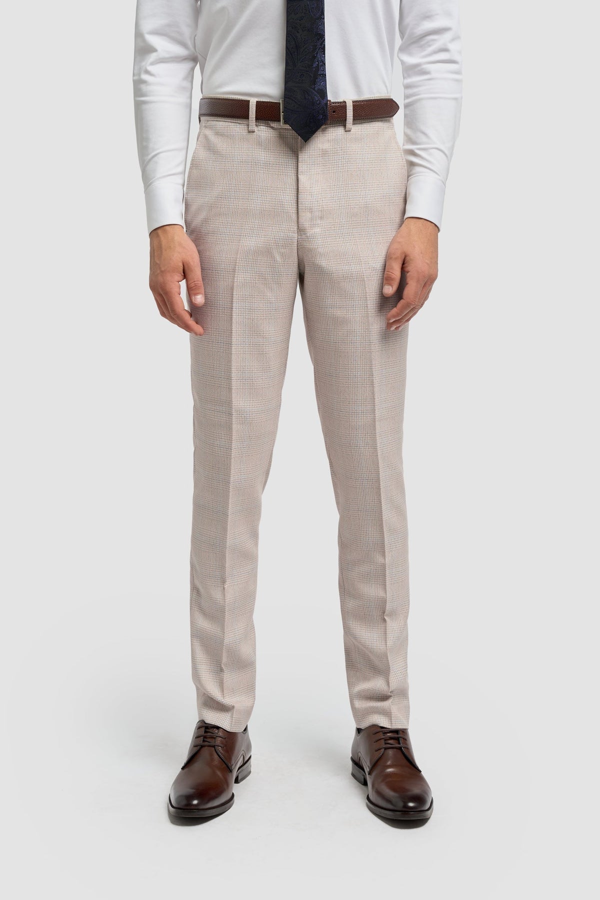 Caridi - Herren Tweed Beige Hochzeitshose