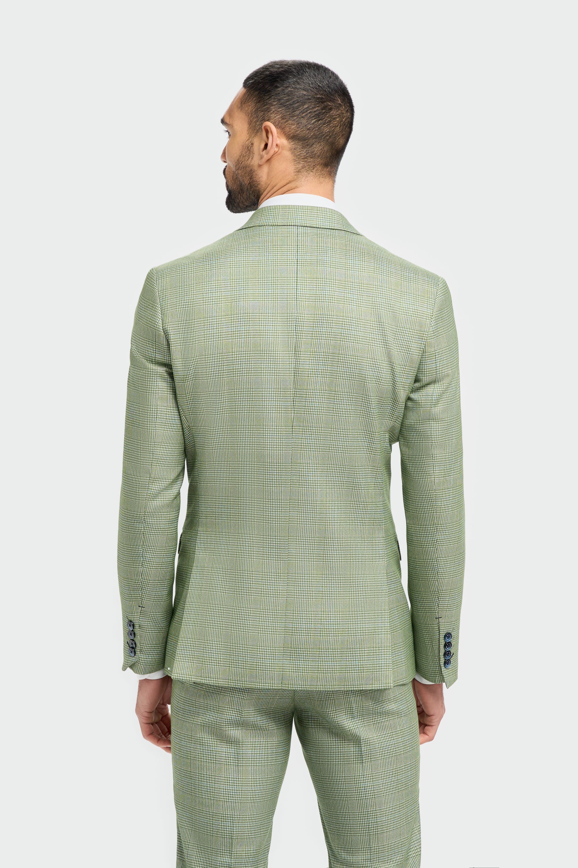 Caridi – Salbeigrün karierter Blazer im Tailored Fit für Herren