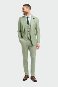 Caridi – Salbeigrün karierter Blazer im Tailored Fit für Herren