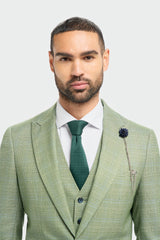 Caridi – Salbeigrün karierter Blazer im Tailored Fit für Herren