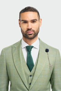 Caridi – Salbeigrün karierter Blazer im Tailored Fit für Herren