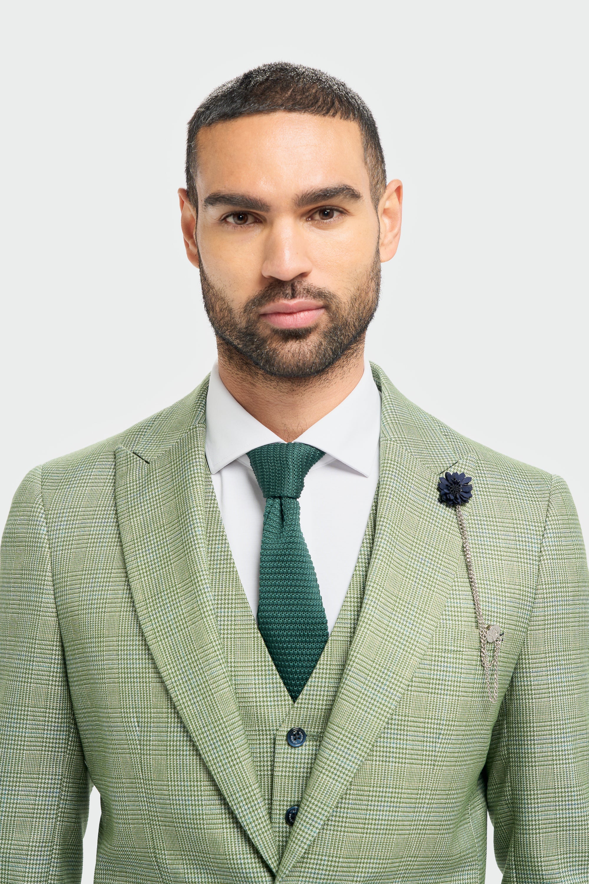 Caridi – Salbeigrün karierter Blazer im Tailored Fit für Herren