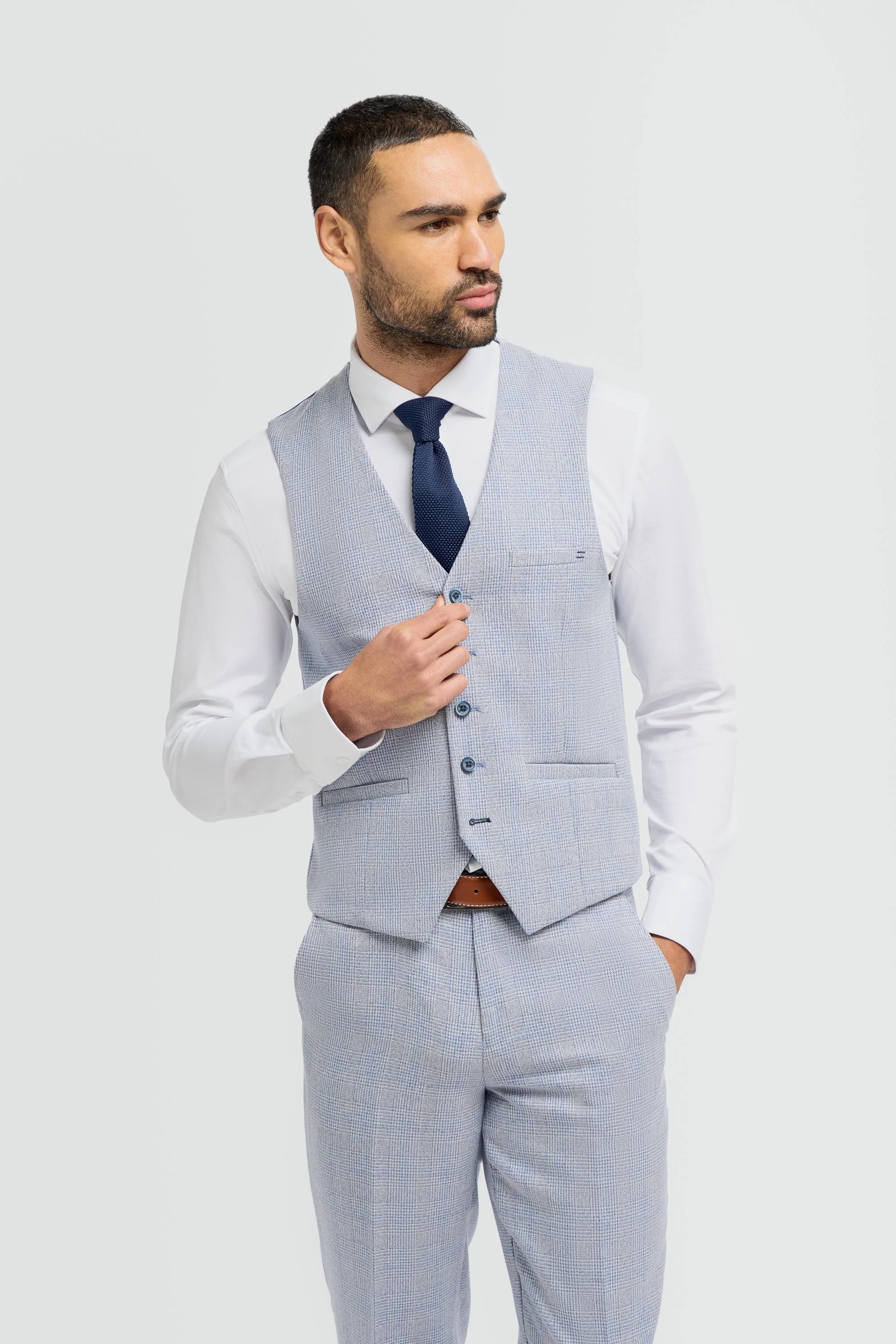 Caridi - Hellblaue Hochzeitsweste für Herren
