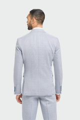 Herrenanzug 3-teilig kariert Tweed Hellblau Tailored Fit Hochzeit Peaky Classic