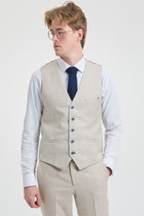 Cremefarbener 3-teiliger Hochzeitsanzug für Herren - Cavani Caridi