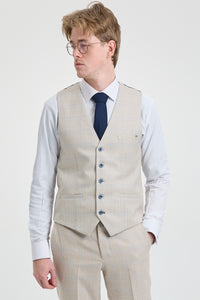 Cremefarbener 3-teiliger Hochzeitsanzug für Herren - Cavani Caridi