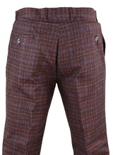 Mens Wine / Maroon Checked Vintage Trousers - Cavani Carly