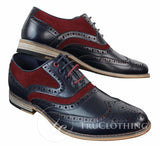 Mens Real Leather & Suede Laced Gatsby Brouges Smart Casual Designer Retro Shoes