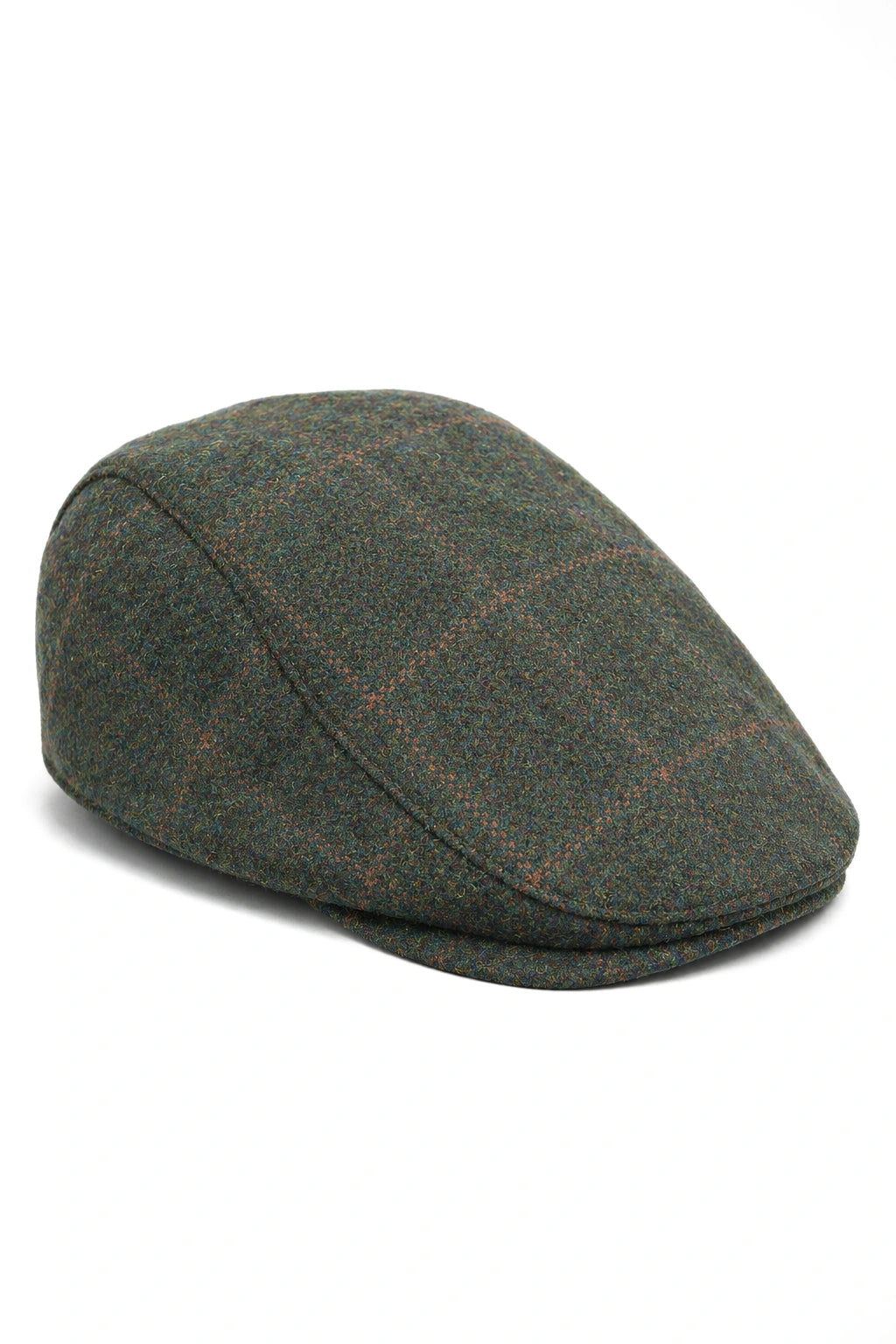 Cavani Kempson Schiebermütze – Herren Tweed Wolle Karo Grandad Hut Vintage – Olivgrün/Marineblau