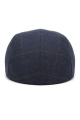 Cavani Kempson Schiebermütze – Herren Tweed Wolle Karo Grandad Hut Vintage – Olivgrün/Marineblau