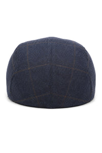 Cavani Kempson Schiebermütze – Herren Tweed Wolle Karo Grandad Hut Vintage – Olivgrün/Marineblau