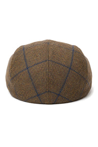 Cavani Kempson Schiebermütze – Herren Tweed Wolle Karo Grandad Hut Vintage – Olivgrün/Marineblau