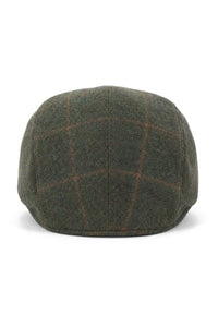 Cavani Kempson Schiebermütze – Herren Tweed Wolle Karo Grandad Hut Vintage – Olivgrün/Marineblau