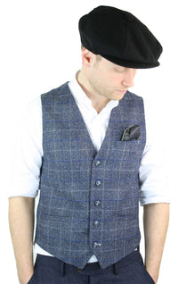 Cavani Miles - Men's Blue Tweed Check Waistcoat