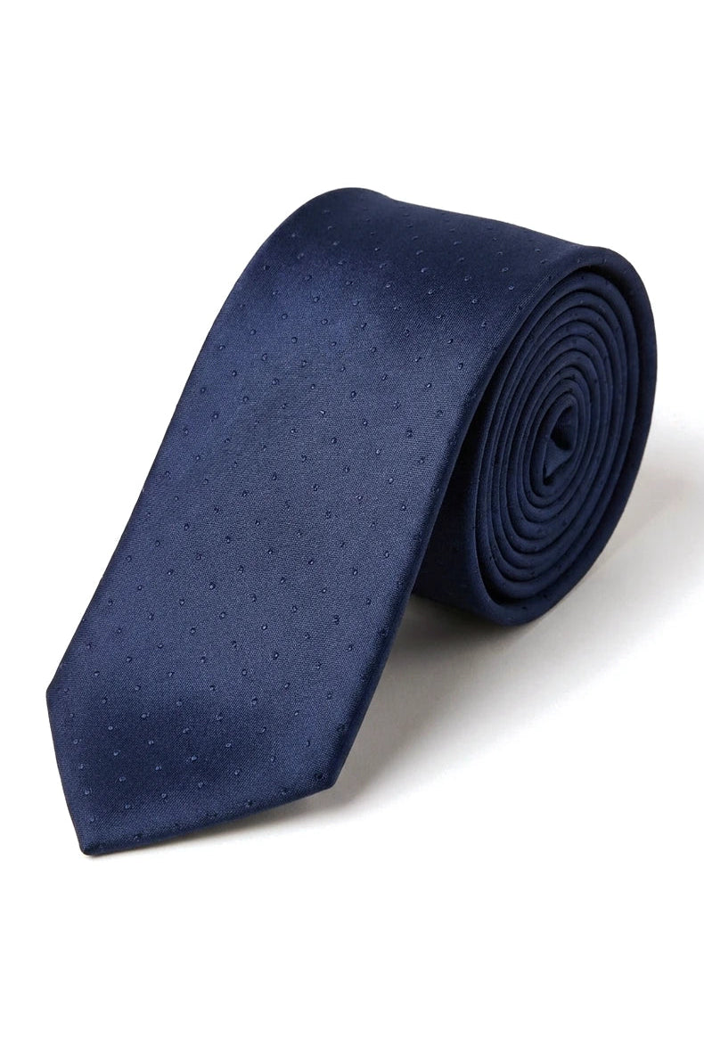 Cavani Satin-Krawatte – Passende Herren-Krawatte aus Satin-Seide, Einstecktuch, Taschentuch und Krawattenklammer, gepunktet, für Hochzeit, Abschlussball, Büro
