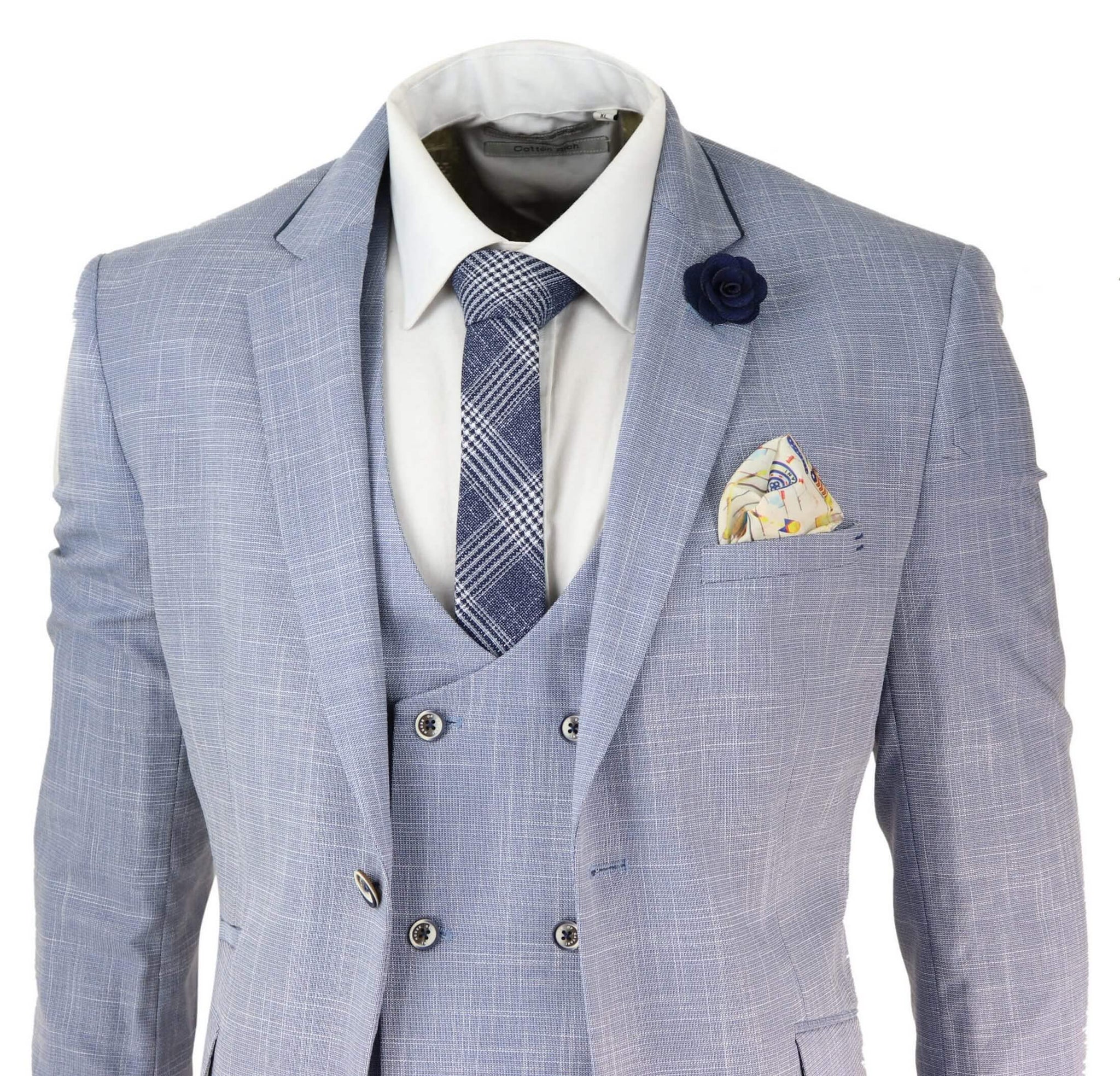 Mens Light Blue 3 Piece Suit