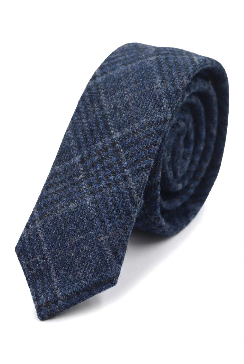 Farbe vergleichen Herren Tweed Fischgrät Krawatte Einstecktuch Karo Klassisch Blau