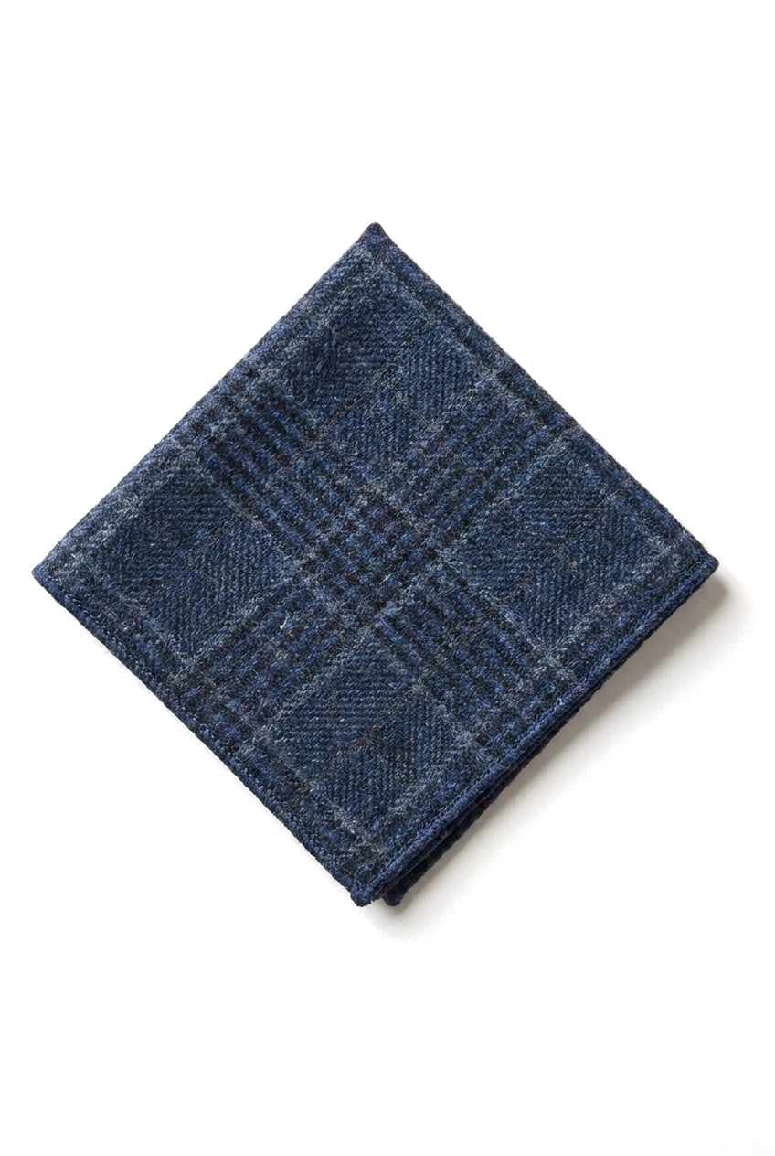 Farbe vergleichen Herren Tweed Fischgrät Krawatte Einstecktuch Karo Klassisch Blau