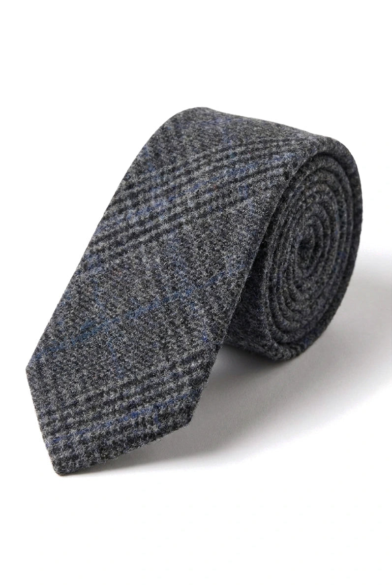 Vergleichen Sie Farbe Herren Tweed Fischgrät Grau Krawatte Einstecktuch Check Classic