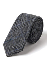 Vergleichen Sie Farbe Herren Tweed Fischgrät Grau Krawatte Einstecktuch Check Classic