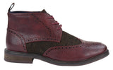 Mens Leather & Tweed Laced Ankle Boots