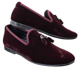 Elong dd0019 - Mens Velvet Slip On Suede Tassle Driving Shoes Loafers Smart Casual Wine Navy