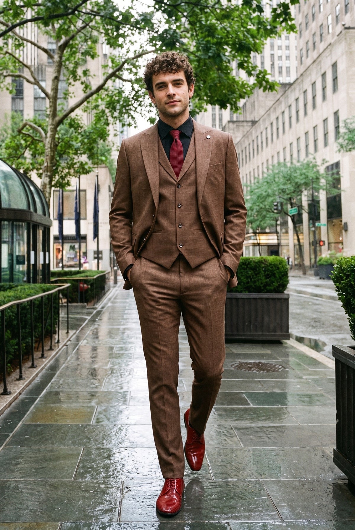 Look #284 styled with James Herrenanzug, 3-teilig, schlicht, braun, klassische Passform