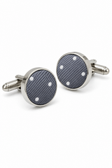 Gepunktete silberne Krawatte Geschenkset Einstecktuch Manschettenknöpfe Krawattennadel Polka Dot Satin