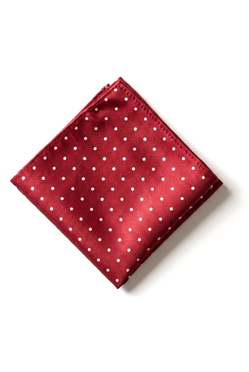 Gepunktete Wein Krawatte Geschenkset Einstecktuch Manschettenknöpfe Krawattennadel Polka Dot Satin