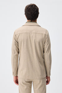 Beigefarbener Herren-Anzug aus weichem Jersey, elegant-lässig, bestehend aus Blazer und Hose