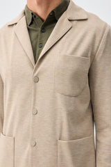 Beigefarbener Herren-Anzug aus weichem Jersey, elegant-lässig, bestehend aus Blazer und Hose
