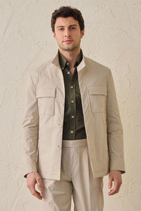 Beige Herren-Utility-Jacke, leichte Baumwollmischung, elegante Freizeitjacke