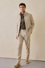 Beige Herren-Utility-Jacke, leichte Baumwollmischung, elegante Freizeitjacke