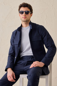 Herren-Utility-Jacke in Marineblau, leichte Baumwollmischung, elegante Freizeitjacke