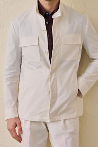 Weiße Herren-Utility-Jacke, leichte Baumwollmischung, elegante Freizeitjacke