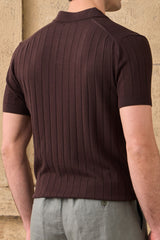 Braunes Herren-Poloshirt mit Rippstrick