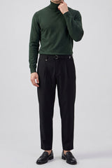Grüner Herren-Rollkragenpullover aus weichem Viskosemischgewebe mit langen Ärmeln