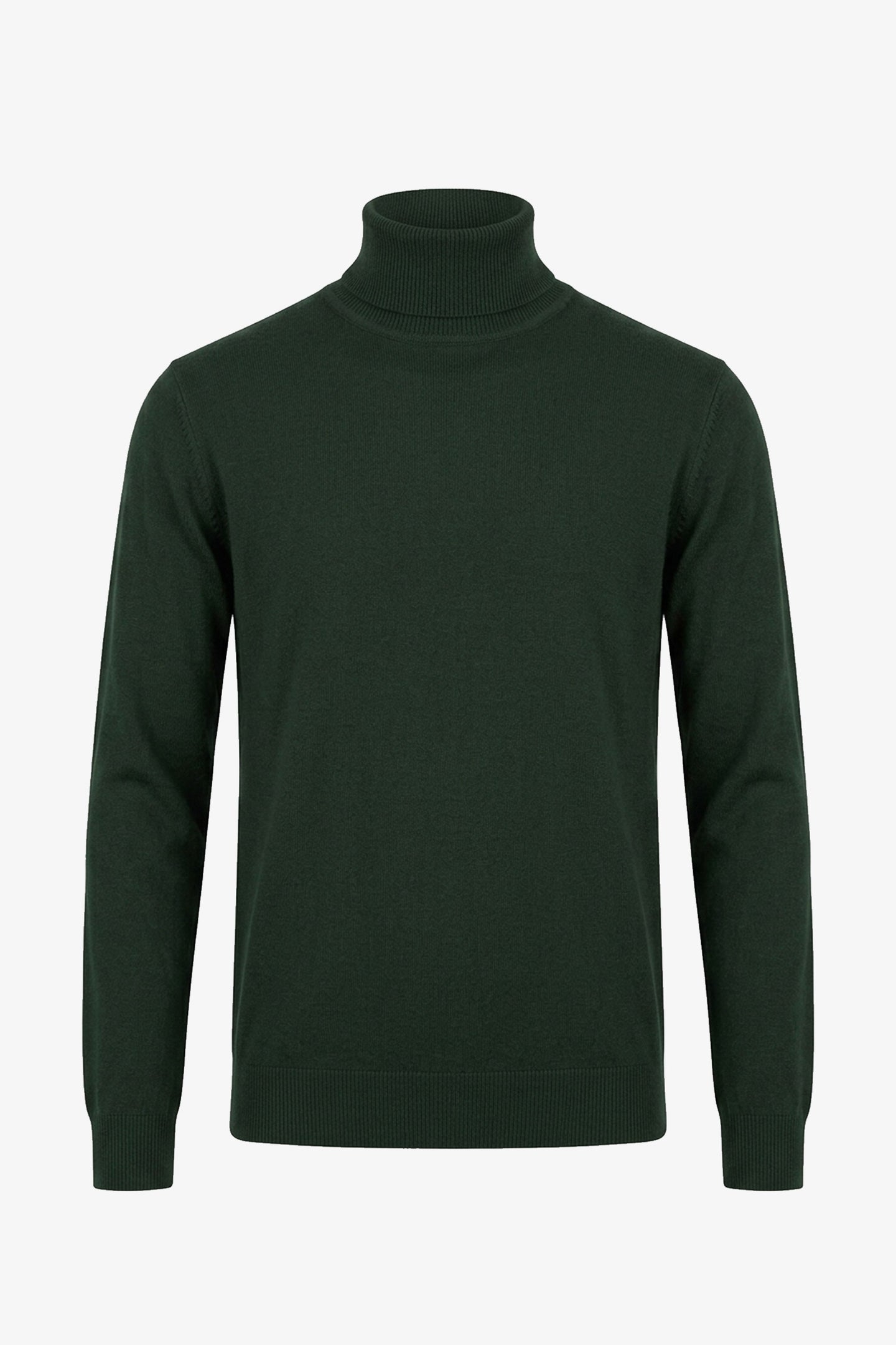 Grüner Herren-Rollkragenpullover aus weichem Viskosemischgewebe mit langen Ärmeln