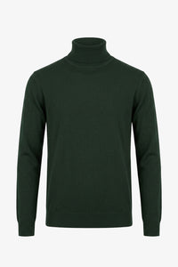 Grüner Herren-Rollkragenpullover aus weichem Viskosemischgewebe mit langen Ärmeln