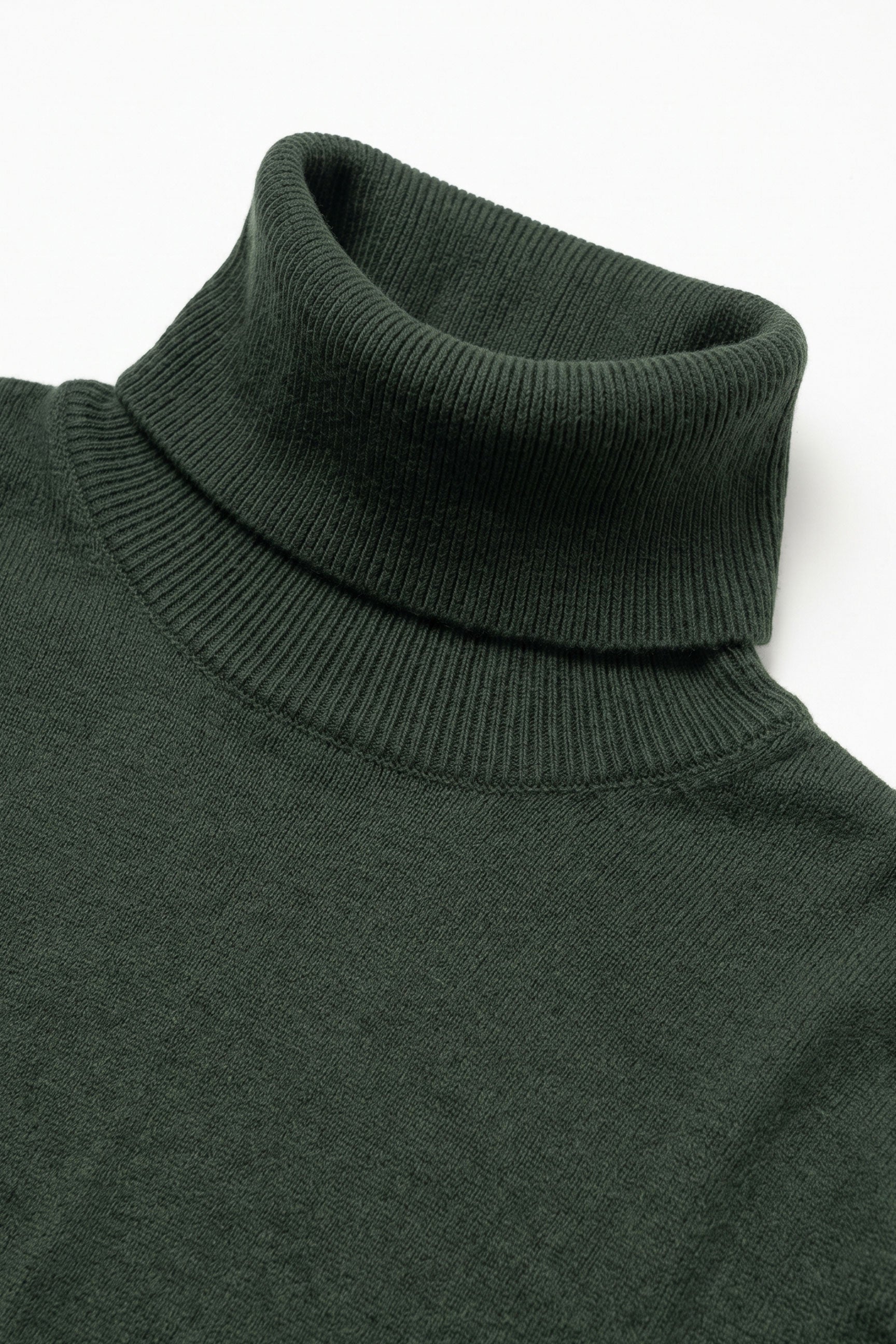 Grüner Herren-Rollkragenpullover aus weichem Viskosemischgewebe mit langen Ärmeln