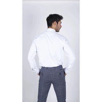 Men's White Button Down Poplin Shirt With Bar & Chain Formal Classic